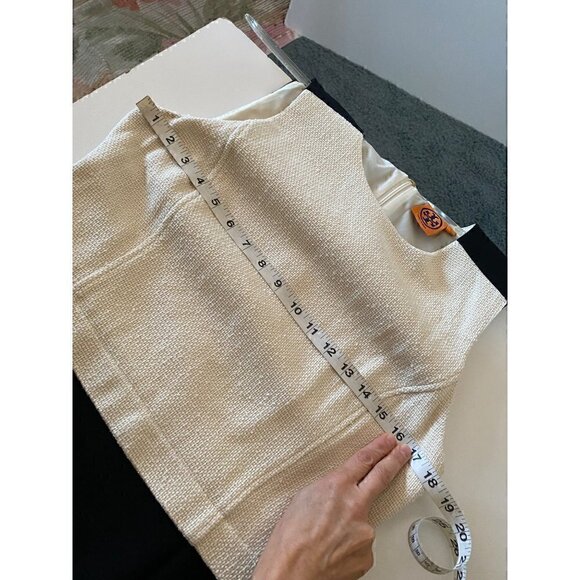 Tory Burch Tweed Wool Sheath Dress size 10 Black Off White Shift - Picture 8 of 14